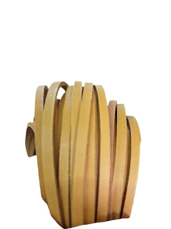 Wooden slats forming a curved structure.